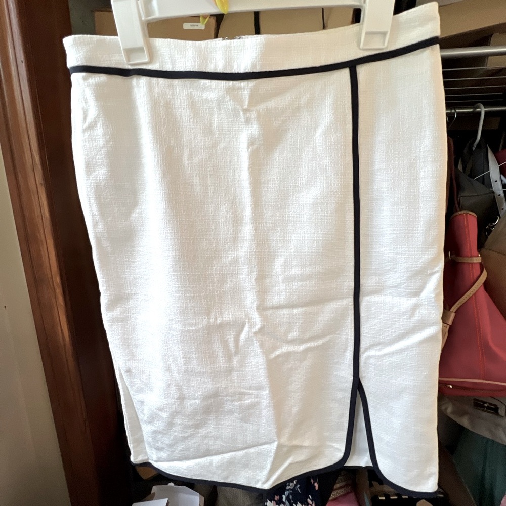 Ann Taylor Pencil Skirt - Ivory with Navy Trim